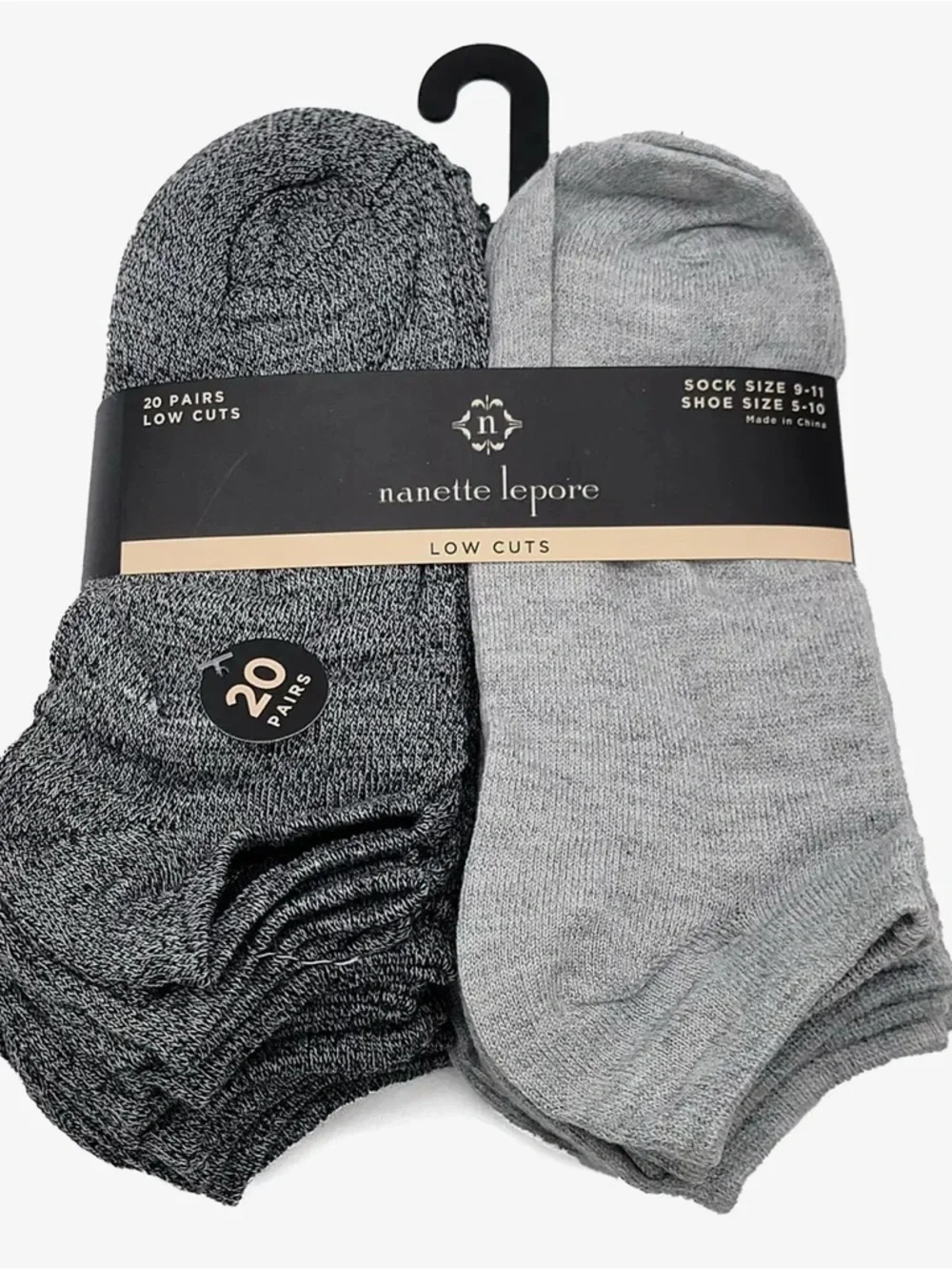 Nanette Lepore Low Cut Athletic Socks - Light Gray & Dark Gray 20 pairs